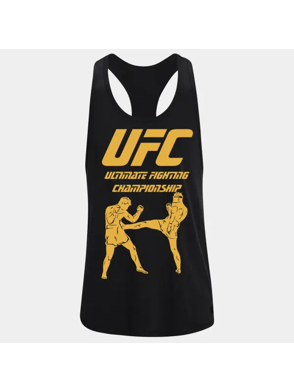 Oversized Loose Racerback Vest Fitness Sports Ultimate Fighting Print Vest - Ootdmw.com 