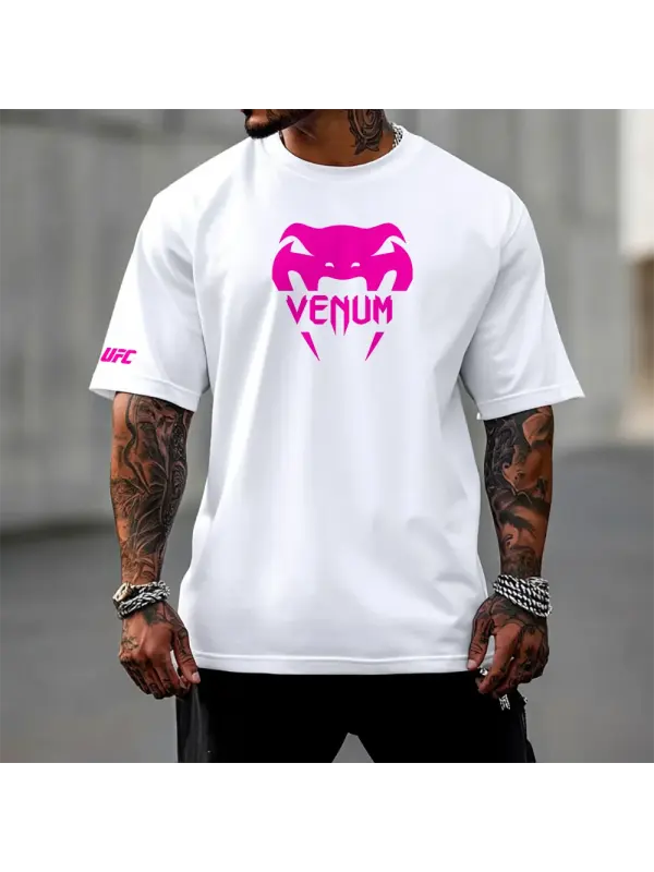 Oversized Loose Short-sleeved T-shirt Fitness Sports Ultimate Fighting Print T-shirt - Ootdmw.com 