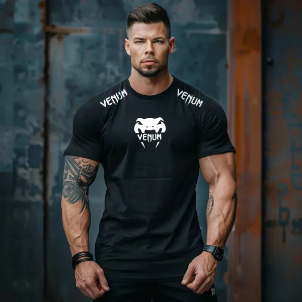 Oversized Loose Short-sleeved T-shirt Fitness Sports Ultimate Fighting Print T-shirt - Ootdyouth.com 