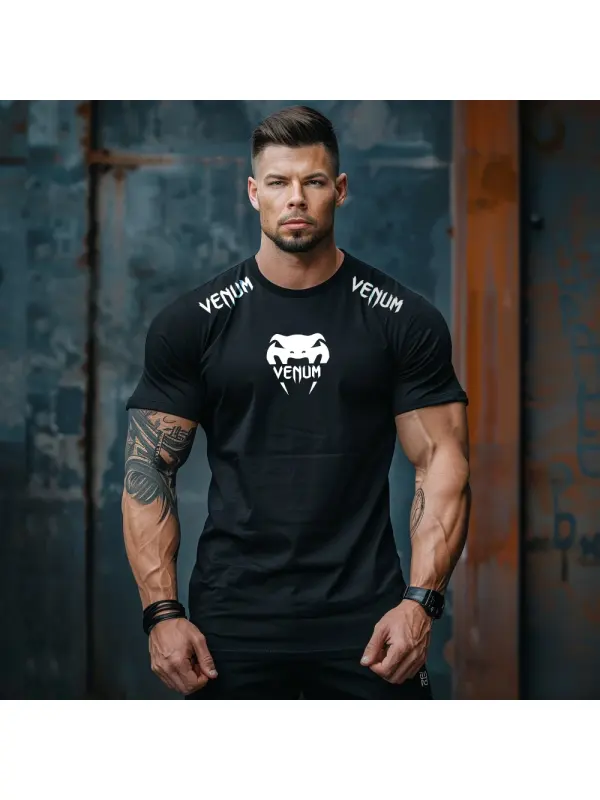 Oversized Loose Short-sleeved T-shirt Fitness Sports Ultimate Fighting Print T-shirt - Ootdmw.com 