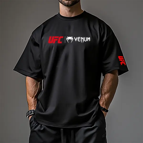 Oversized Loose Short-sleeved T-shirt Fitness Sports Ultimate Fighting Print T-shirt - Ootdyouth.com 
