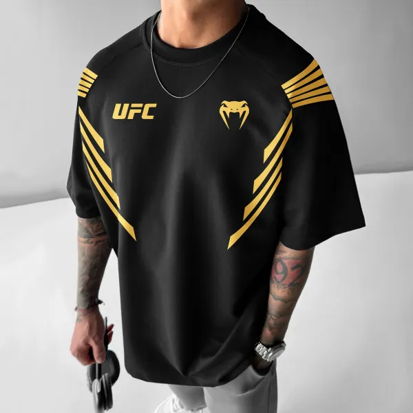Oversized Loose Raglan Sleeve Short-sleeved T-shirt Fitness Sports Ultimate Fighting Print T-shirt - Ootdyouth.com 