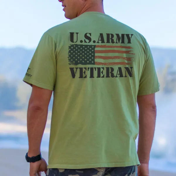 Loose And Comfortable Casual US Army Veteran Printed T-shirt - Ootdyouth.com 
