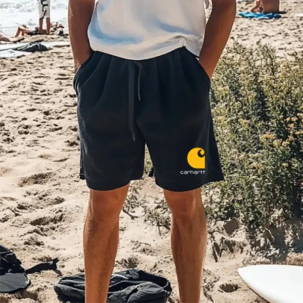 Men's Black Simple Casual Sweatshirt Shorts - Ootdyouth.com 