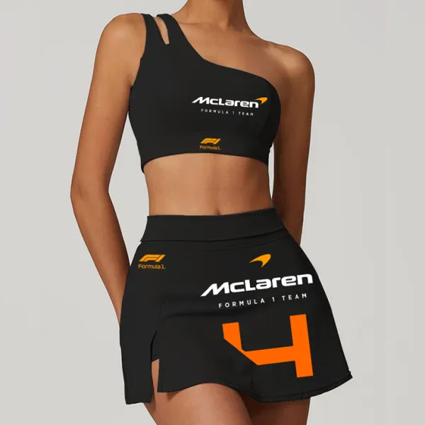 Women's Racing Team Logo Print Slim Fit Sport All Seasons Two-Piece Suit - Ootdyouth.com 