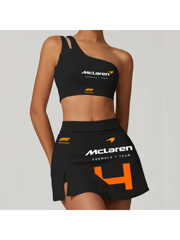 Women's Racing Team Logo Print Slim Fit Sport All Seasons Two-Piece Suit - Aptkoi.com 