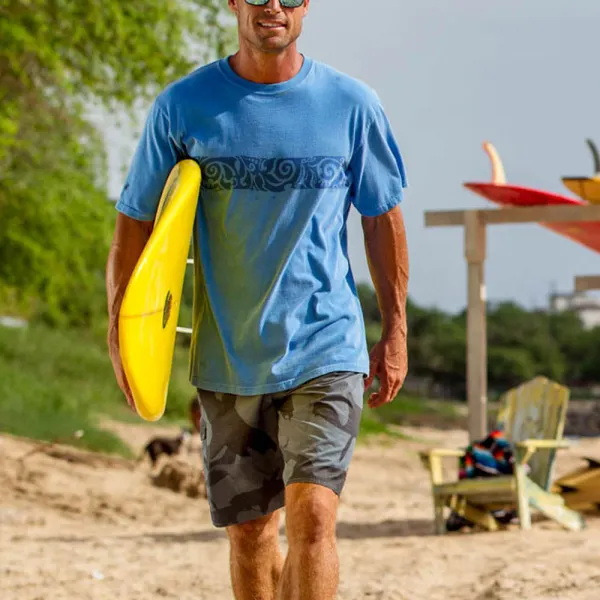 Loose And Comfortable Casual Koa Band Print T-shirt - Ootdyouth.com 