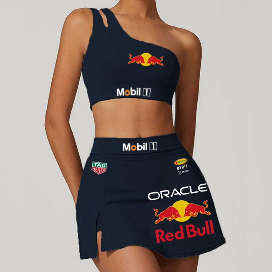 

Women's Racing Team Logo Print Slim Fit Sportswear Casual Four Seasons Two Piece Suit