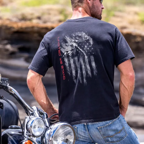 Loose And Comfortable United Eagle Printed T-shirt - Ootdyouth.com 