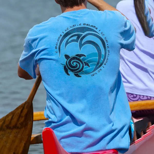 Loose And Comfortable Casual Malama Print T-shirt - Ootdyouth.com 