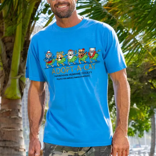 Loose, Comfortable And Casual Adopt A Cat Meow Star Harlow Printed T-shirt - Ootdyouth.com 