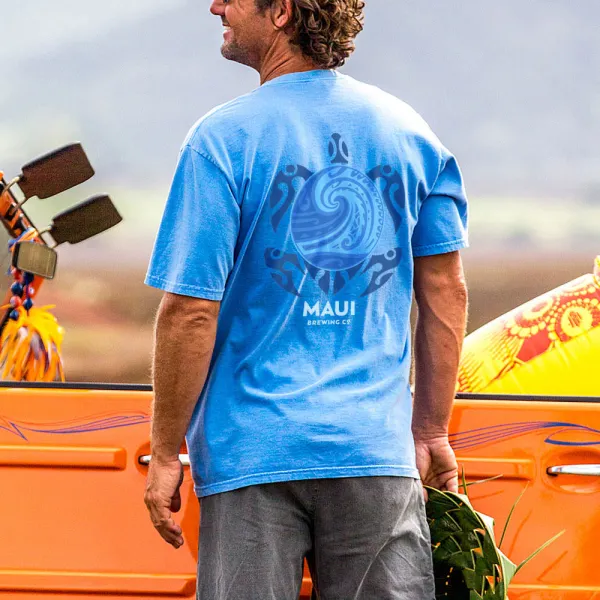 Loose And Comfortable Maui Brewing Co New Big Swell Print T-shirt - Ootdyouth.com 