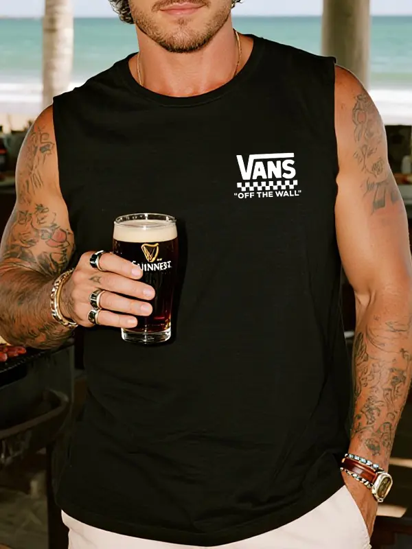 Men's Casual Stylish Off The Wall Graphic Print Sleeveless T Shirt Tank Top - Simplyion.com 