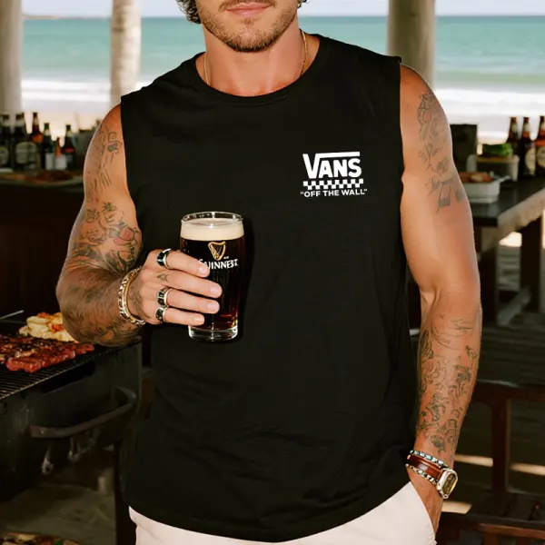 Men's Casual Stylish Off The Wall Graphic Print Sleeveless T Shirt Tank Top - Ootdyouth.com 