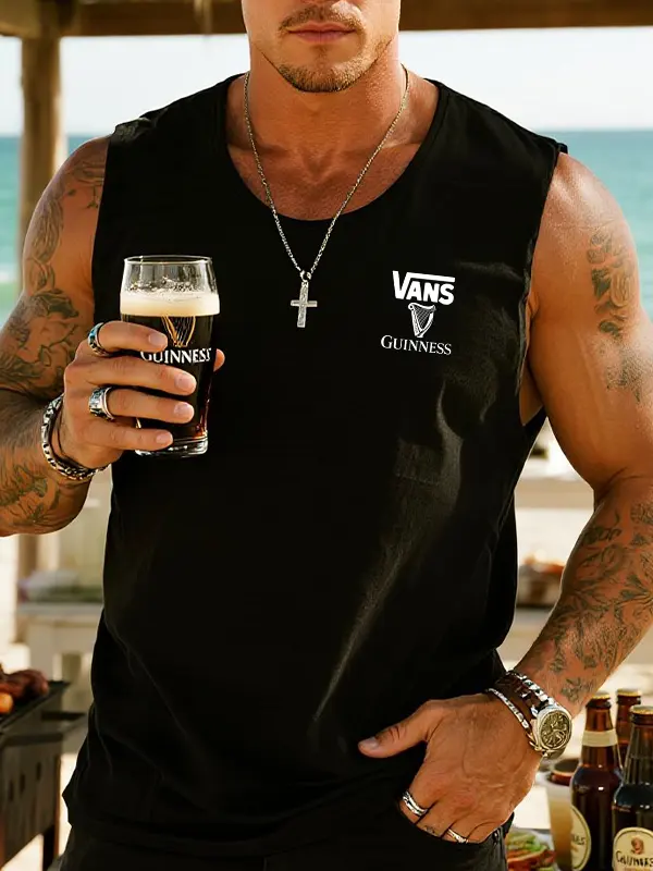 Men's Casual Harp Off The Wall Graphic Print Sleeveless T Shirt Tank Top - Menwyx.com 