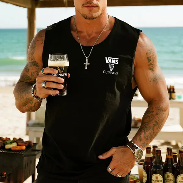 Men's Casual Harp Off The Wall Graphic Print Sleeveless T Shirt Tank Top - Ootdyouth.com 