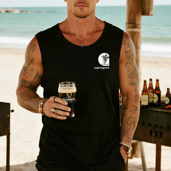 Men's Casual BBQ Holiday Surf Cotton Harp Graphic Print Sleeveless T Shirt Tank Top - Ootdyouth.com 