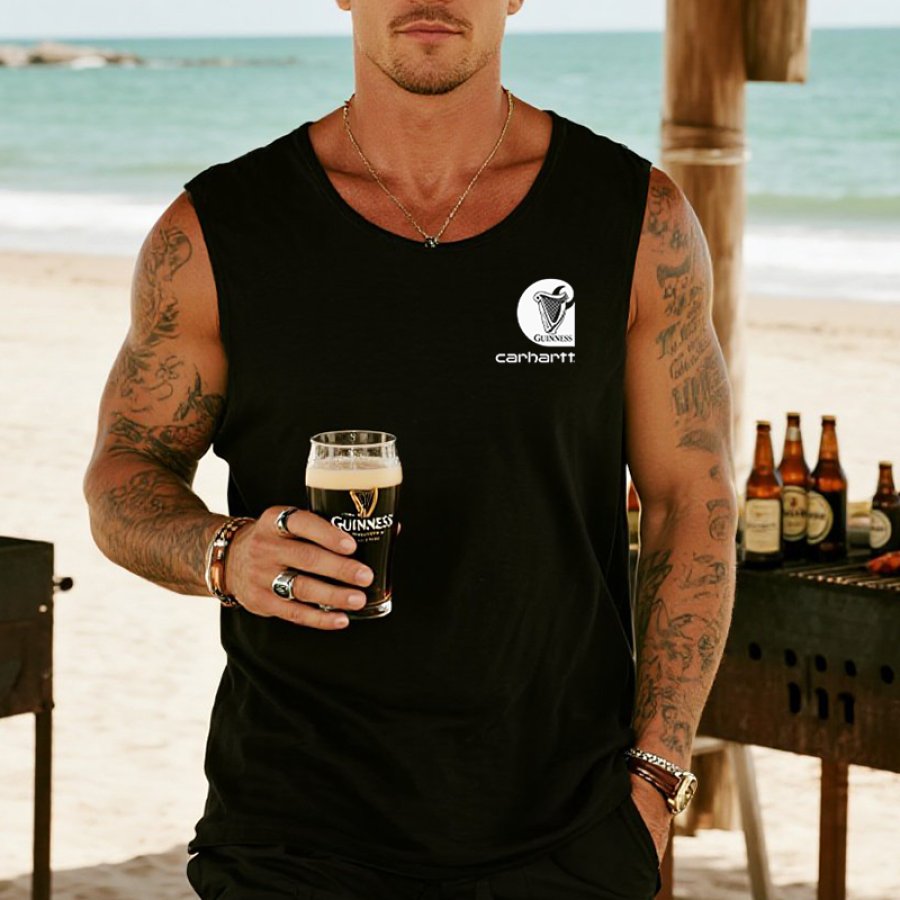 

Men's Casual BBQ Holiday Surf Cotton Harp Graphic Print Sleeveless T Shirt Tank Top
