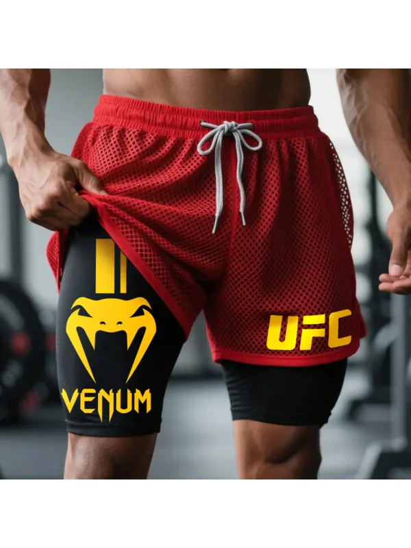 Fitness Double Mesh Shorts Everyday Basic Shorts Ultimate Fighting Double Shorts - Aptkoi.com 