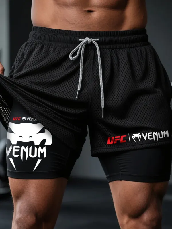 Fitness Double Mesh Shorts Everyday Basic Shorts Ultimate Fighting Double Shorts - Menwyx.com 