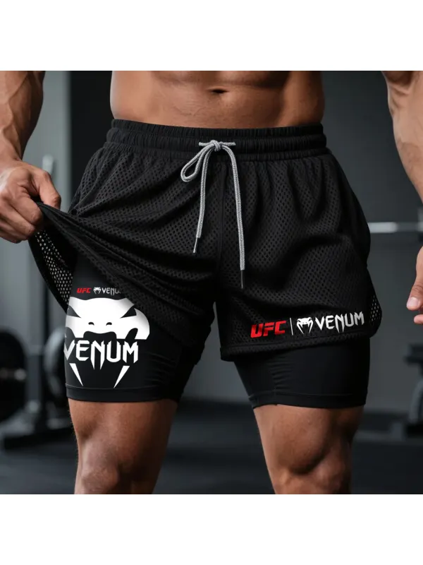 Fitness Double Mesh Shorts Everyday Basic Shorts Ultimate Fighting Double Shorts - Aptkoi.com 