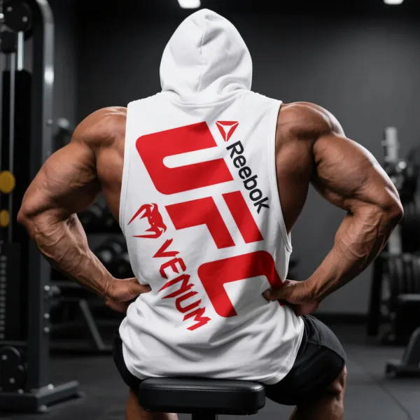 Large Loose Fit Comfortable Breathable Hooded Sleeveless Top Fitness Sports Ultimate Fighting Venum UFC Hooded T-shirt - Wayrates.chimpone.com 