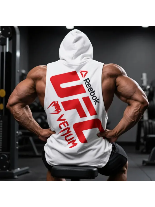 Large Loose Fit Comfortable Breathable Hooded Sleeveless Top Fitness Sports Ultimate Fighting Hooded T-shirt - Aptkoi.com 