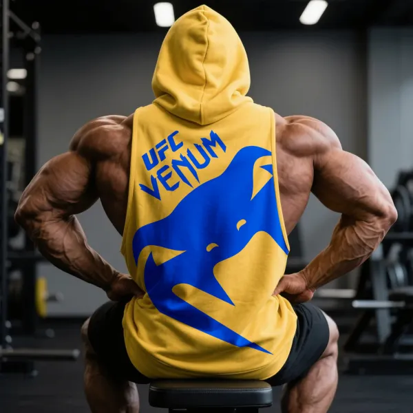 Large Loose Fit Comfortable Breathable Hooded Sleeveless Top Fitness Sports Ultimate Fighting Hooded T-shirt - Ootdyouth.com 