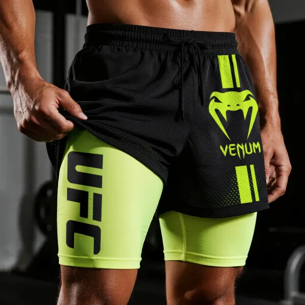 Fitness Double Mesh Shorts Everyday Basic Shorts Ultimate Fighting Double Shorts - Ootdyouth.com 