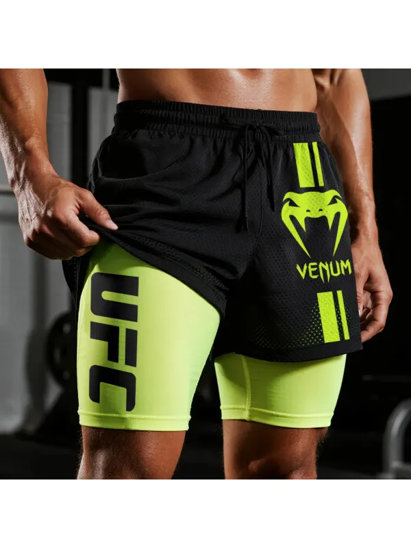 Fitness Double Mesh Shorts Everyday Basic Shorts Ultimate Fighting Double Shorts - Aptkoi.com 