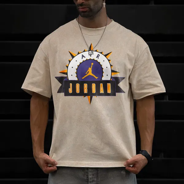 Retro Washed Distressed T-shirt Printed Casual T-shirt - Ootdyouth.com 