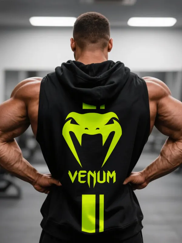 Large Loose Fit Comfortable Breathable Hooded Sleeveless Top Fitness Sports Ultimate Fighting Hooded T-shirt - Menwyx.com 