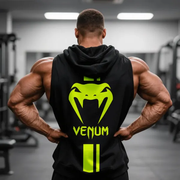 Large Loose Fit Comfortable Breathable Hooded Sleeveless Top Fitness Sports Ultimate Fighting Hooded T-shirt - Ootdyouth.com 