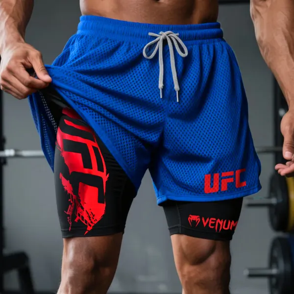 Fitness Double Mesh Shorts Everyday Basic Shorts Ultimate Fighting Double Shorts - Ootdyouth.com 