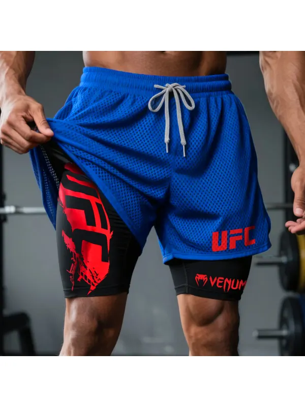 Fitness Double Mesh Shorts Everyday Basic Shorts Ultimate Fighting Double Shorts - Aptkoi.com 