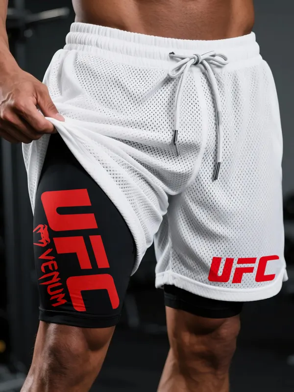 Fitness Double Mesh Shorts Everyday Basic Shorts Ultimate Fighting Double Shorts - Menbarn.com 