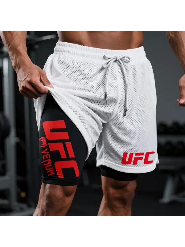 Fitness Double Mesh Shorts Everyday Basic Shorts Ultimate Fighting Double Shorts - Aptkoi.com 