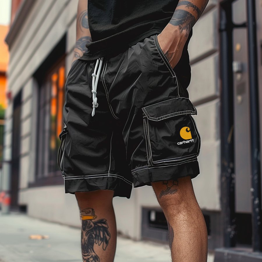 

Carhartt Men's Vintage Black Utility Shorts With Logo Patch