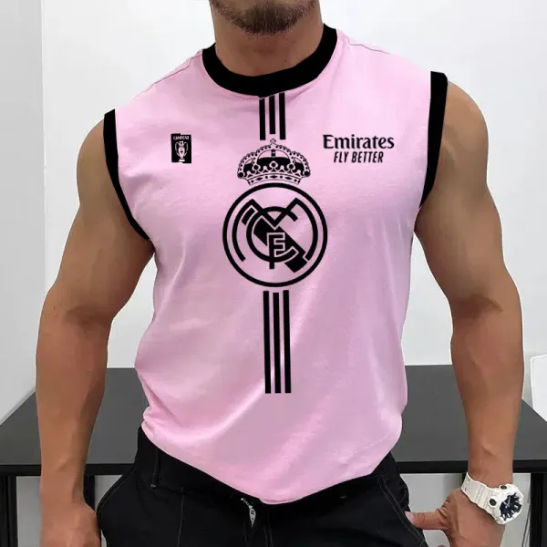 Men's Football Team Logo Print Jersey Casual Fitness Sleeveless Vest - Ootdyouth.com 