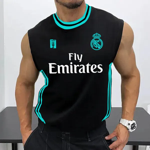 Men's Football Team Logo Print Jersey Casual Fitness Sleeveless Vest - Ootdyouth.com 