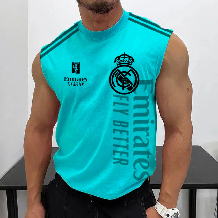 

Men's Football Team Logo Print Jersey Casual Fitness Sleeveless Vest