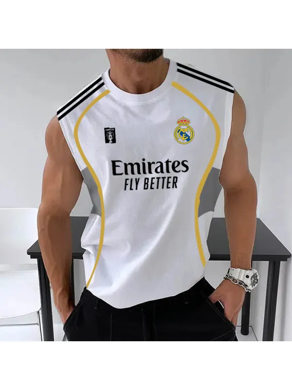 Men's Football Team Logo Print Jersey Casual Fitness Sleeveless Vest - Aptkoi.com 