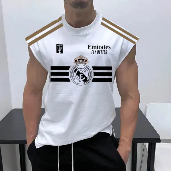 Men's Football Team Logo Print Jersey Casual Fitness Sleeveless Vest - Ootdyouth.com 