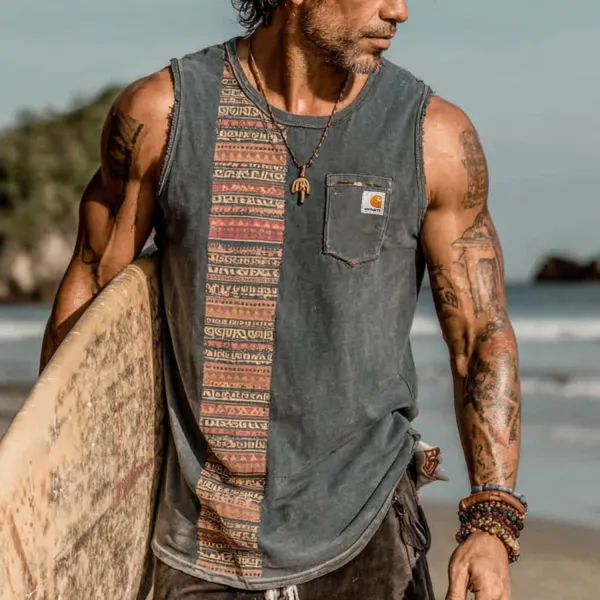 Ethnic Style Pocket Vest - Trissla.com 