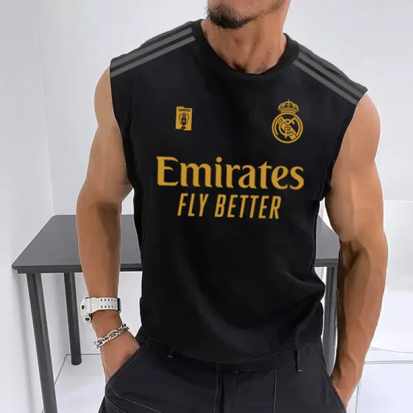 Men's Football Team Logo Print Jersey Casual Fitness Sleeveless Vest - Wayrates.chimpone.com 