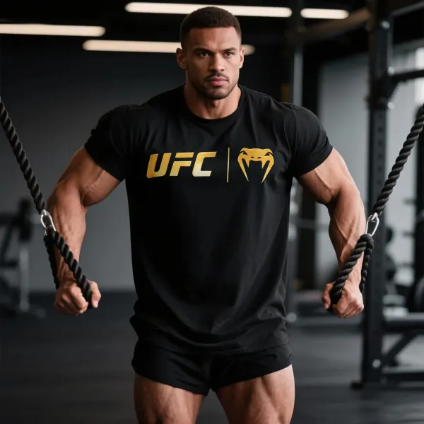 Oversized Loose Fit Short Sleeve T-Shirt Ultimate Fighting Print Top - Ootdyouth.com 