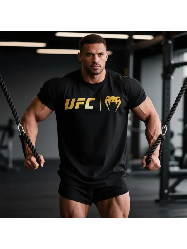 Oversized Loose Fit Short Sleeve T-Shirt Ultimate Fighting Print Top - Aptkoi.com 