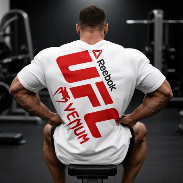 Oversized Loose Fit Short Sleeve T-Shirt Ultimate Fighting Print Top - Ootdyouth.com 