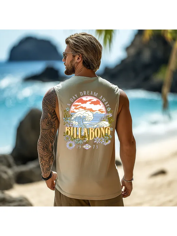 Unisex Surf Beach-Inspired Graphic Tank Top - Aptkoi.com 