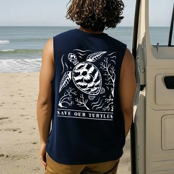 Unisex Surf Save Our Turtles Graphic Tank Top - Ootdyouth.com 